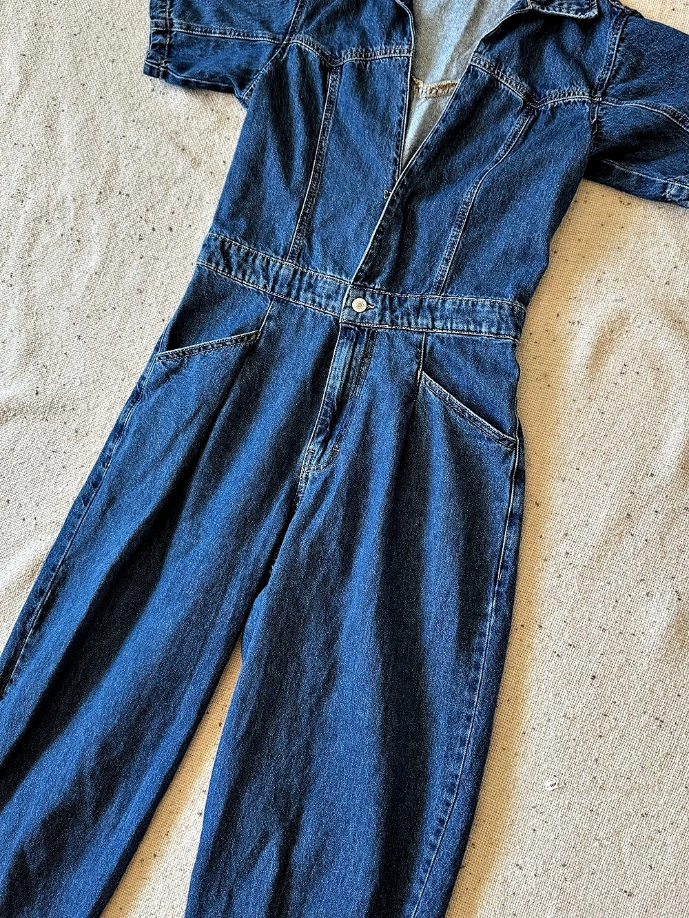 Free People We The Free Marci Denim Jumpsuit M Blue Utility Boiler Suit